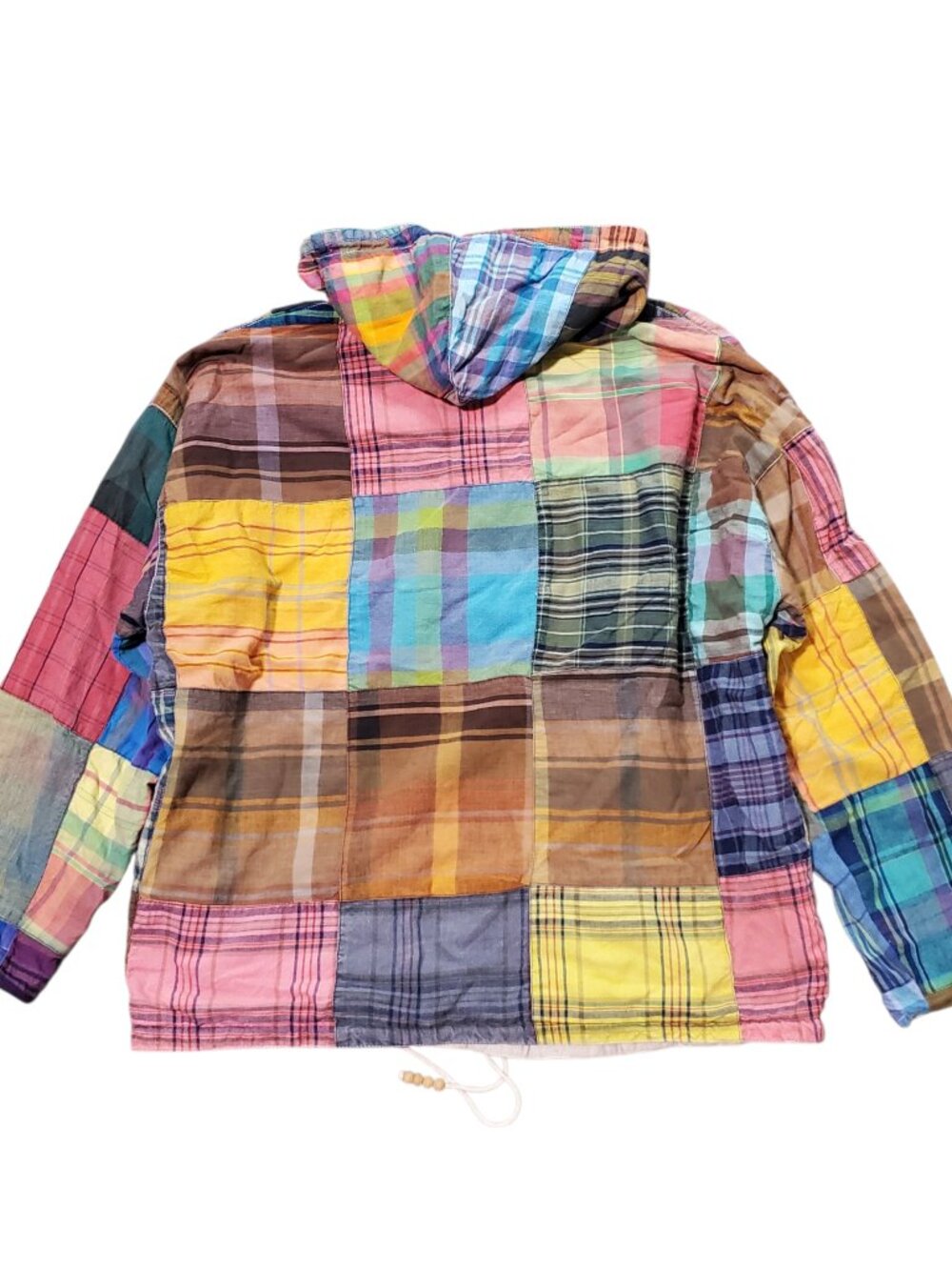 VTG JouJou Patchwork Reversible Plaid 1/4 Zip Indie Boho Pullover Hoodie - Picture 2 of 9
